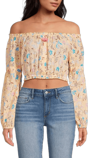 Poupette St Barth Women's Rachel Floral Off Shoulder Crop Top