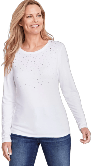 INC International Concepts Women's Raining Crystals Long-Sleeve Top