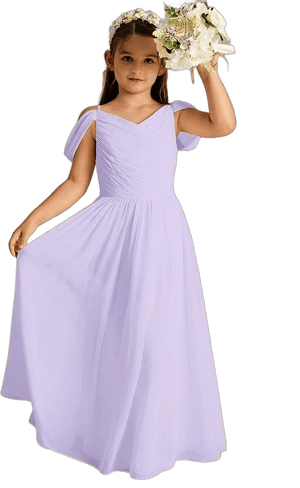 Azazie A-Line V-Neck Tea-Length Chiffon Flower Girl Dress