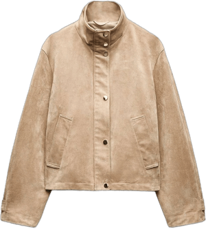 Zara Women's Faux Suede High Collar Jacket