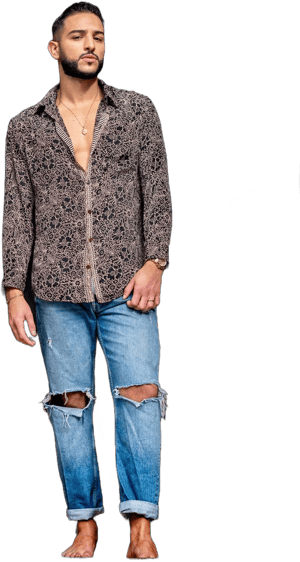 Men's Boho Silk Long Sleeve Shirt