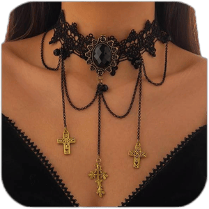 MSSIEJEW Black Lace Choker Necklace Gothic Lace Choker Black Lace Necklaces Lace Gothic Choker with Crystal Halloween Jewelry Halloween Cosplay