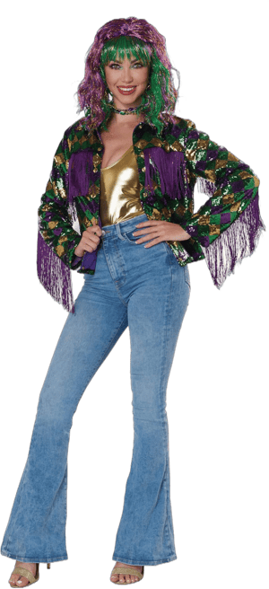 California Costumes Women's Mardi Gras Sequin Fringe Jacket