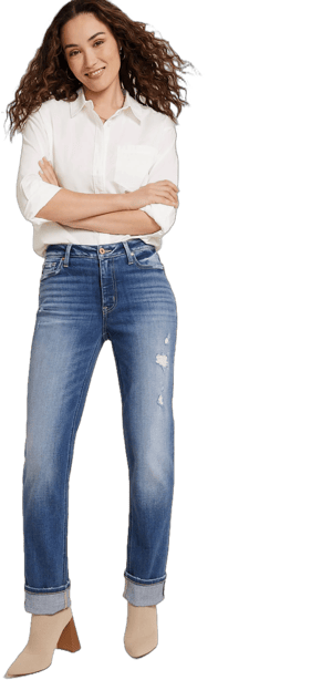 maurices Women's Edgely High Rise Ripped Relaxed Straight Jeans