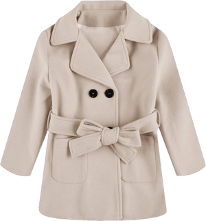 Runcati Baby Kids Wool Blend Double Breasted Trench Coat with Belt