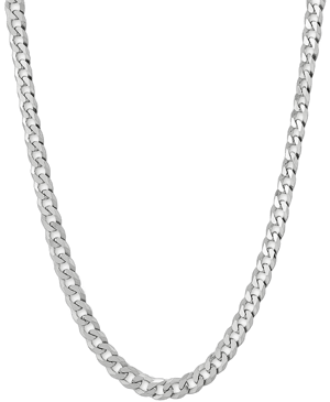 Sterling Silver Flat Curb Link Chain Necklace, 24"