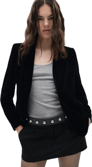 MANGO Women's Structured Velvet Blazer