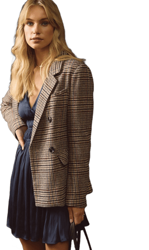 Belle & Bloom Women's Piccadilly Wool Blend Plaid Blazer