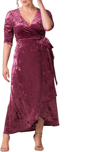 Kiyonna Cara Crushed Velvet Wrap Gown