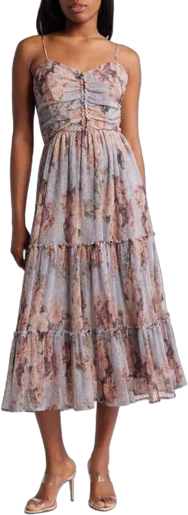 Chelsea28 Metallic Floral Print A-Line Dress