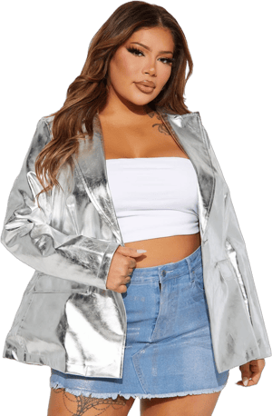 Fashion Nova Women's Keep Their Attention Metallic Blazer