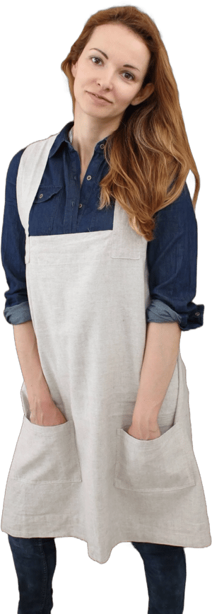 Linen No-Tie Cross Back Japanese Style Pinafore Apron