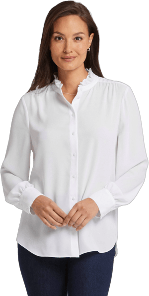 NYDJ Women's Ruffle Neck Blouse