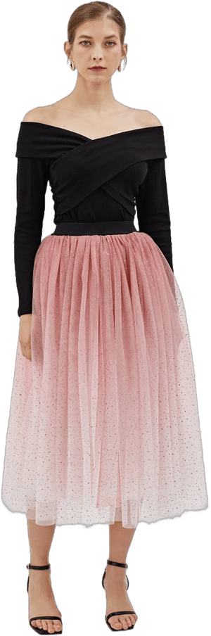 Sparkle Ombre Tulle Midi Skirt