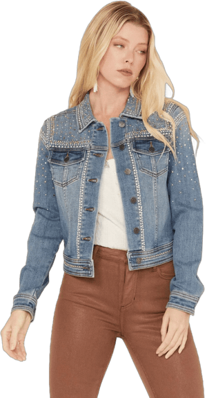 Idyllwind Women's Shiloh Drive Embellished Denim Trucker Jacket