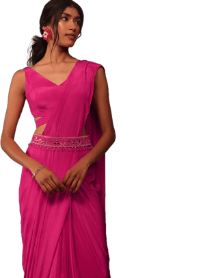 Indo- Western Saree Set with Embroidered Belt