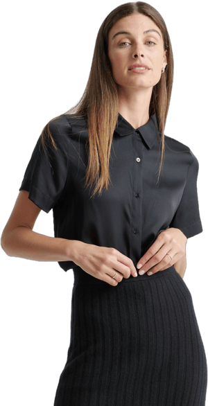 Quince Women's Washable Stretch Silk Short Sleeve Blouse