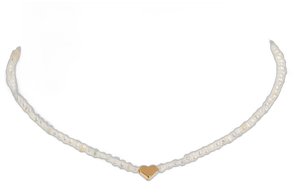 14K Gold Plated Freshwater Pearl Heart Choker Necklace