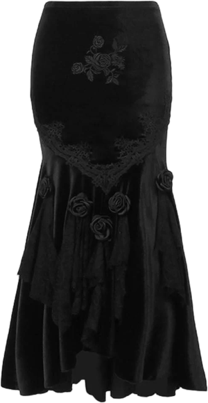 Gothic Steampunk Pleated Maxi Skirt