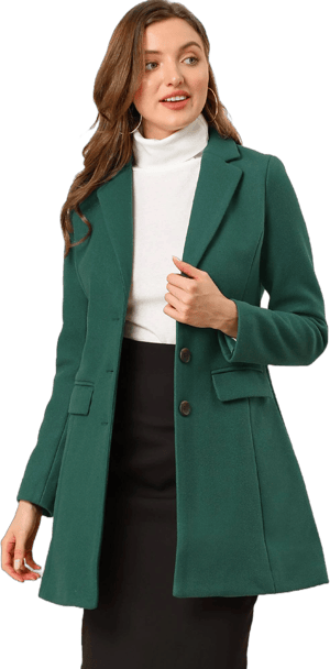 Allegra K Women's Notched Lapel Single Breasted Winter Coat