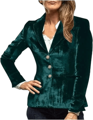 Women's Velvet Long Sleeve Blazer Jacket