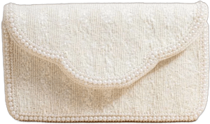 Caitlin Pearl Embellished Scallop Clutch Bag