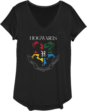 Harry Potter Women's Hogwarts Distressed Crest Graphic T-Shirt