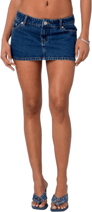 Edikted Spencer Low Rise Denim Micro Skirt