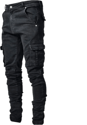 Men's Distressed Moto Biker Ripped Zipper Denim Pants