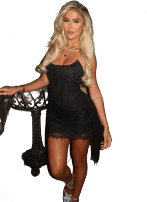 Fashion Nova Draped Strapless Lace Mini Dress Set