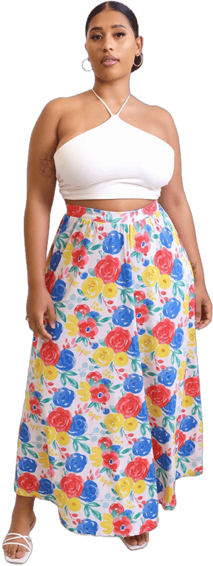 Alana Floral Skater Skirt with Pockets