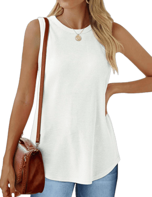 Women's Loose Fit Waffle Knit Crewneck Tank Top