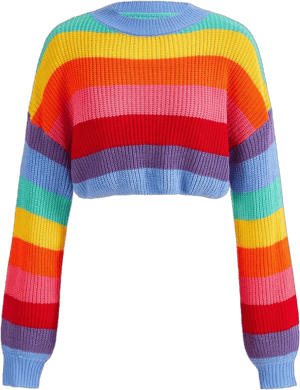 Verdusa Women's Striped Rainbow Cropped Sweater