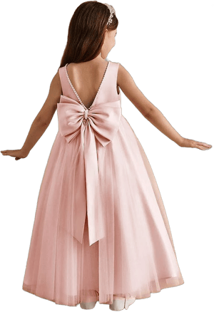 Azazie A-Line Boat Neck Ankle-Length Tulle Flower Girl Dress