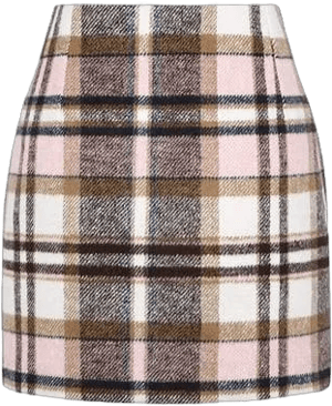 Women's High Waist Plaid Wool Mini Skirt