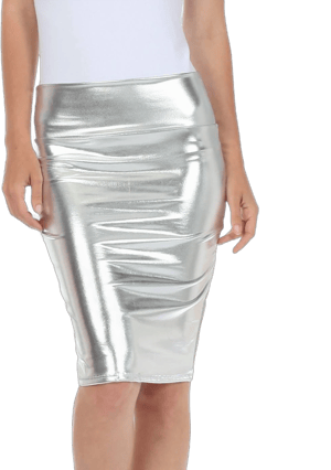 Sakkas Women's Shiny Metallic Liquid High Waist Pencil Skirt