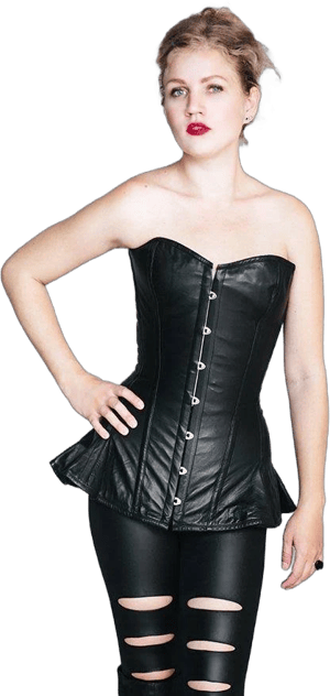 Gothic Leather Corset with Frill