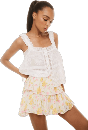 Loveshackfancy Ruffle Mini Floral Skirt