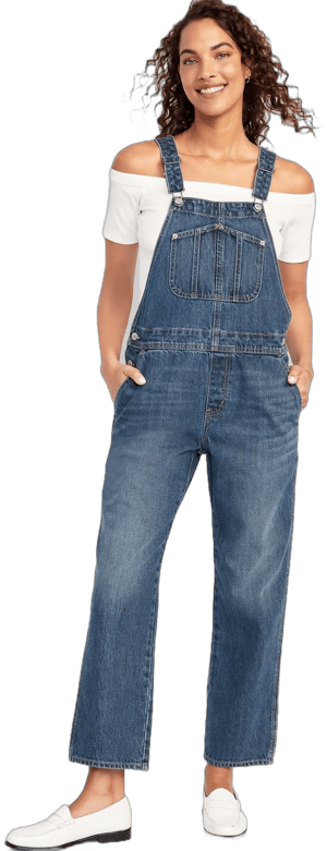 Old Navy Women's Slouchy Straight Jean Overalls