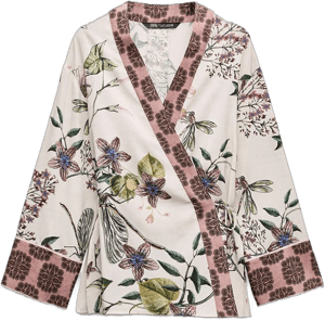 Zara Women's Floral Print Kimono Shirt