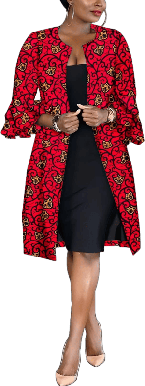 Realwax Women's African Ankara Print Long Jacket