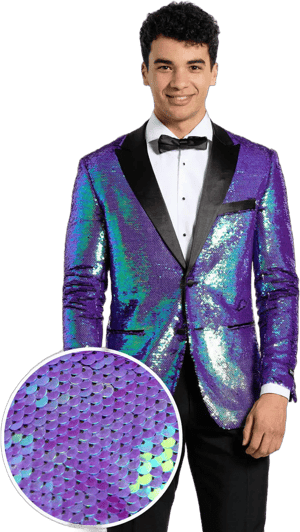 OppoSuits Men's Sapphire Sequin Two-Piece Tuxedo with Bow Tie