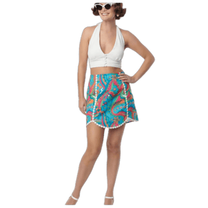 Daisy River Psychedelic Scallop Hem Mini Skirt