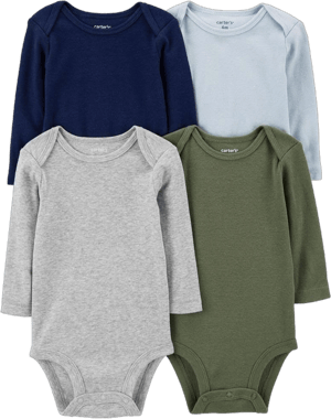 4-Pack Long-Sleeve Bodysuits for Baby Boys