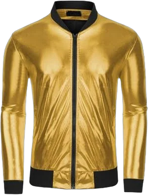 Lars Amadeus Men's Metallic Zip Up Disco Party Bomber Jacket