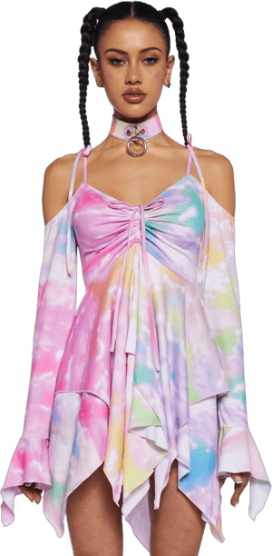 Club Exx F Is For Fairies Tie Dye Rainbow Handkerchief Dress