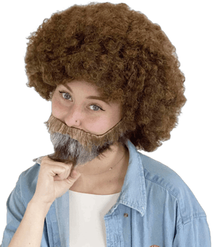 80's Painter Afro Wigs with Full Beard and Mustache Set