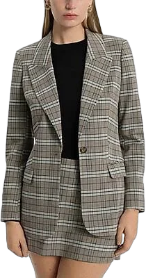 Women's Cropped Plaid Business Blazer