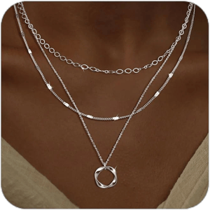 Women's Dainty Layered Silver Choker Necklace