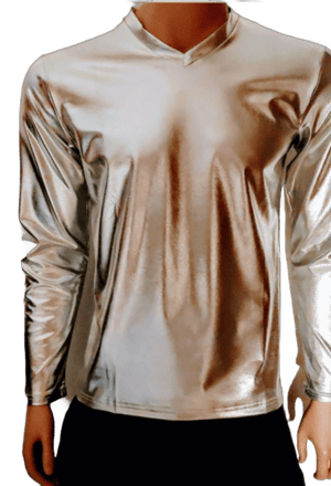 Metallic Silver Disco Costume Shirt